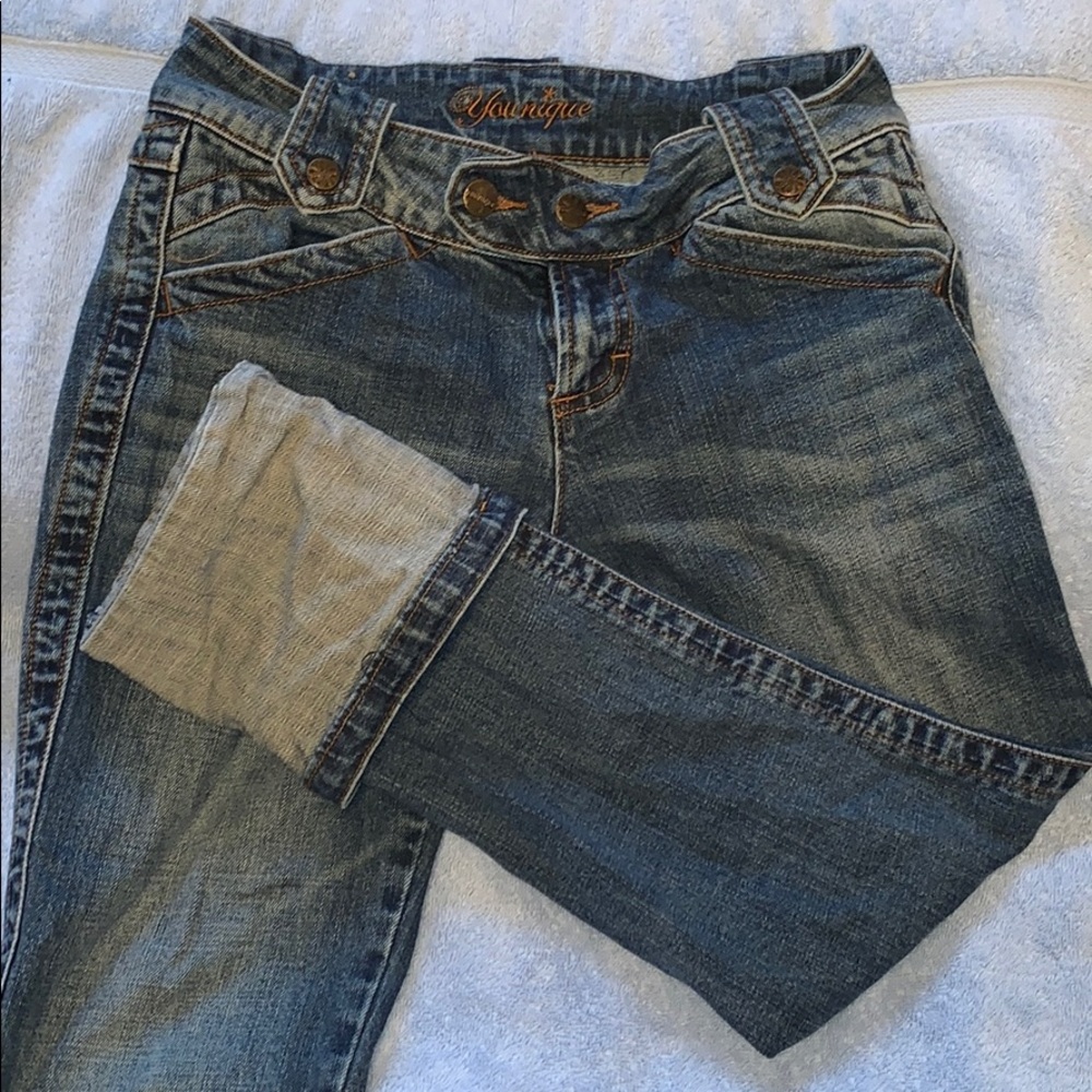 Low waist jean capris
